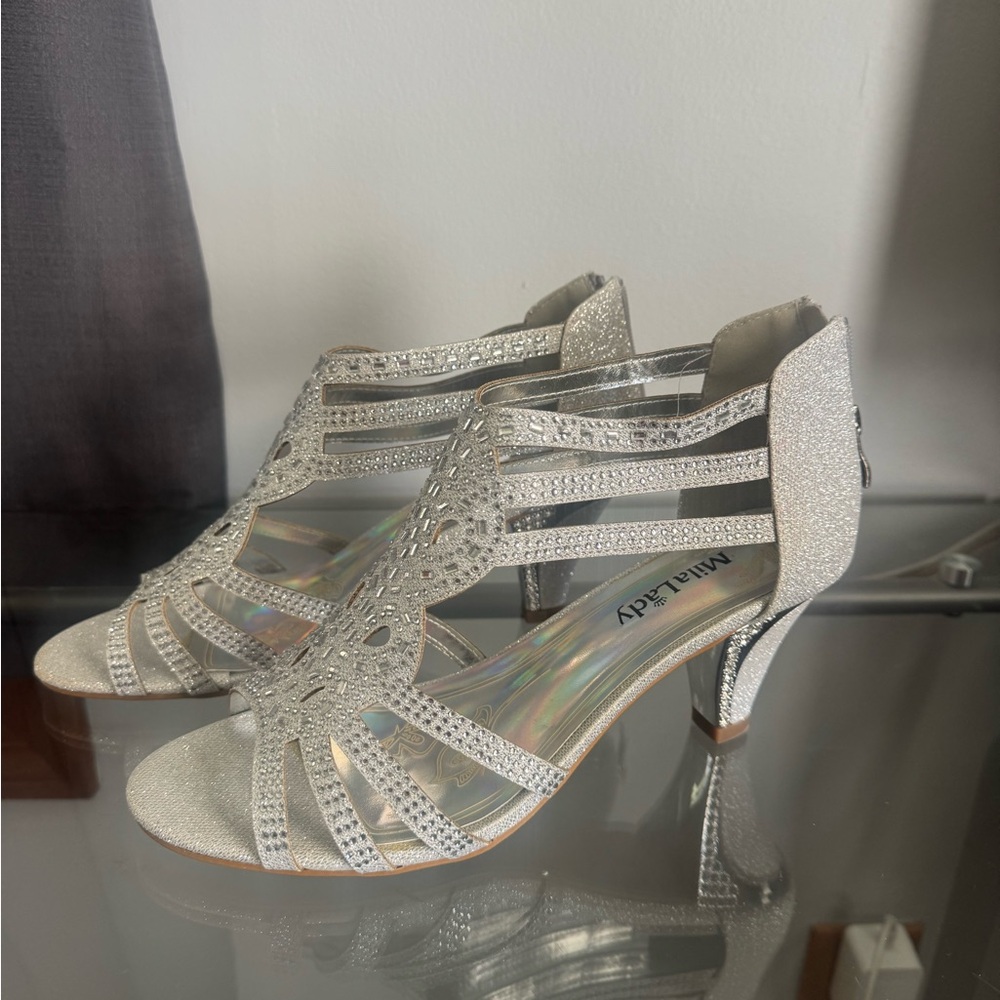 Silver Strappy Women’s Heels